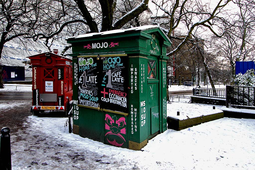 Police Box and Reproduction Police Box, Lauriston Place, at the northern end of Middle Meadow Walk January 2010