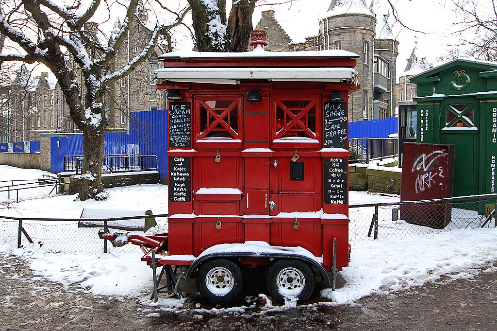 Police Box and Reproduction Police Box, Lauriston Place, at the northern end of Middle Meadow Walk January 2010