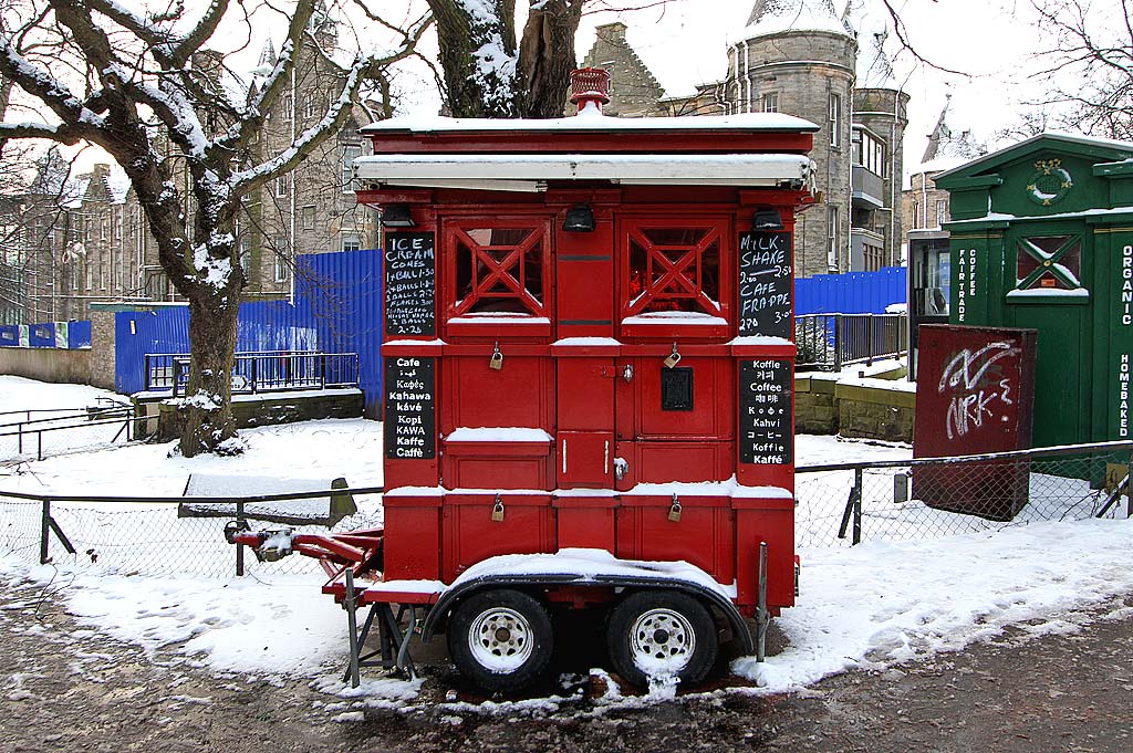 Police Box and Reproduction Police Box, Lauriston Place, at the northern end of Middle Meadow Walk  January 2010