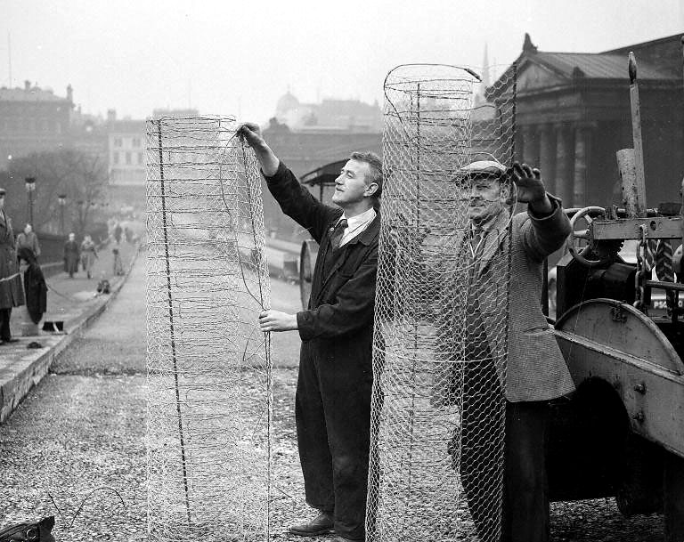 Installing the Electric Blanket beneath the road surface at the Mound, 1955