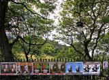 Looking across the Mound  -  Posters and West Princes Street Gardens