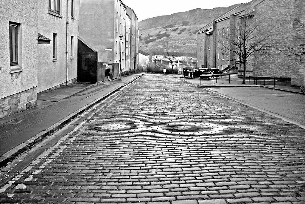 Cobbles at the top of Arthur Street, now named New Arthur Place