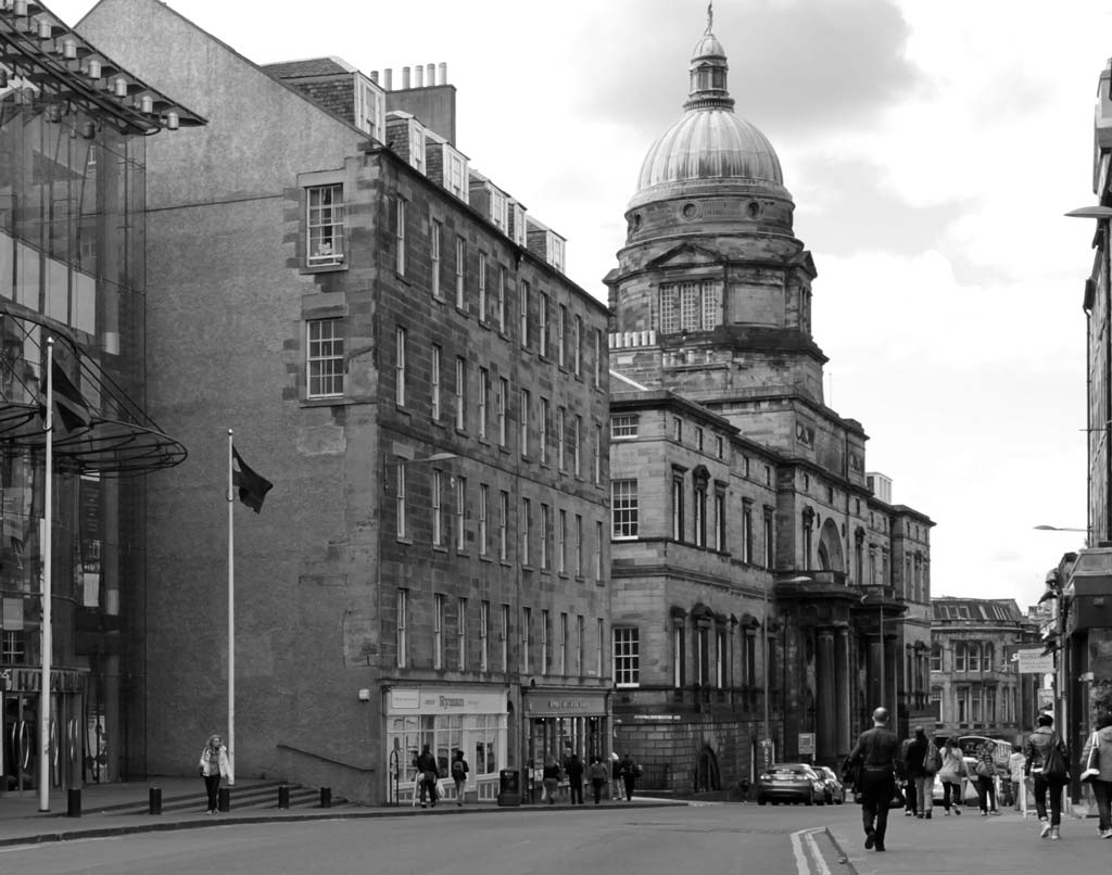 Nicolson Street, Festival Theatre and Edinburgh University Old College Dome  -  Photo 2011