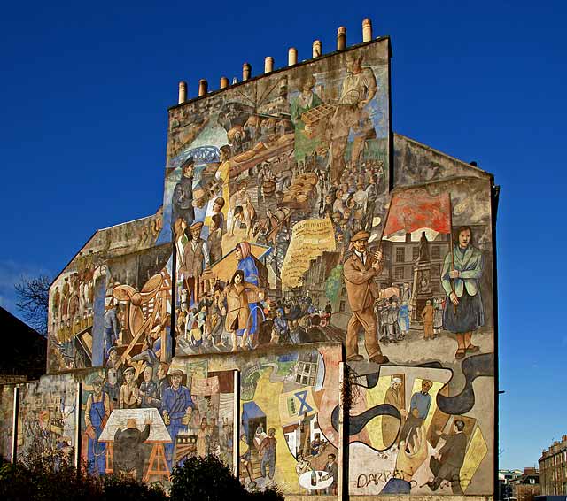 A mural on a gable end at North Junction Street, Leith, depicting Leith's historic connections with the sea