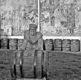 A mural on a gable end at North Junction Street, Leith, depicting Leith's historic connections with the sea, and one of three life-sized models of cavorting sailors