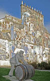 A mural on a gable end at North Junction Street, Leith, depicting Leith's historic connections with the sea, and one of three life-sized models of cavorting sailors