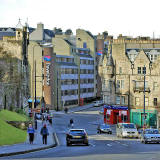 Looking to the north down The Pleasance towards St Mary's Street