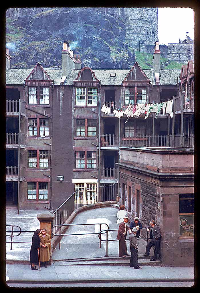 Photograph taken by Charles W Cushman in 1961 - Portsburgh Square and Edinburgh Castle