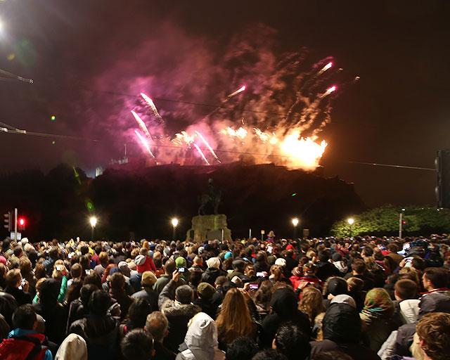 Edinburgh Festival Fireworks Concert  -  View from near the junction of Princes Street and Frederick Street