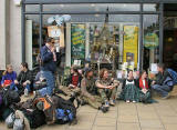 Queue for Harry Potter book  -  Waterston's Bookshop at the Eest End of Princes Street