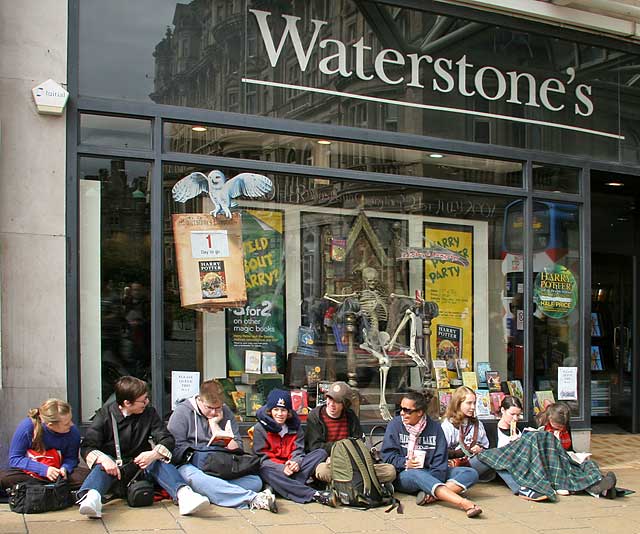 Queue for Harry Potter book  -  Waterston's Bookshop at the East End of Princes Street