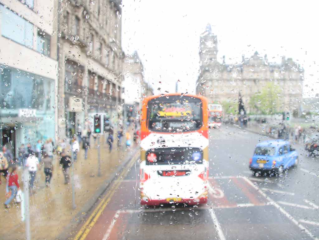 View along Princes Street towards the Balmoral Hotel  -  April 2007  -  April Shower