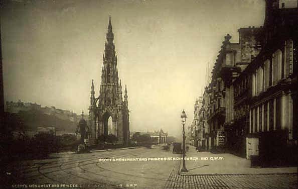 Princes Street looking to the west, by George Washington Wilson. His photographic van is in the foreground of this picture.