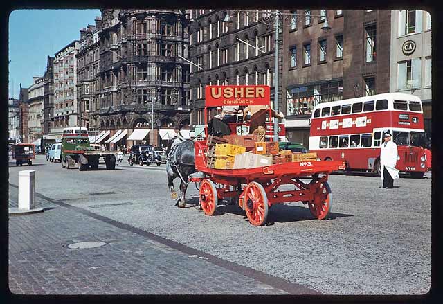 Photograph taken by Charles W Cushman in 1961 - Looking to the west along Princes Street from Waverley