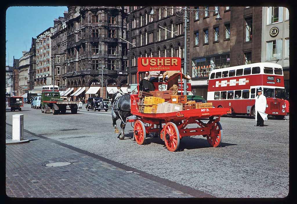 Photograph taken by Charles W Cushman in 1961 - Portsburgh Square and Edinburgh Castle