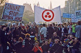 Princes Street, looking towards the West End - Anti-war protest march, 22 March 2003 - The banner in the centre reads 'PEACE REVOLUTION'