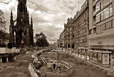 Preparing for Edinburgh's Trams  -  View of the Scott Monument and Princes Street from the junction with Waverley Bridge  -  July 2009