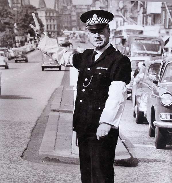 James Kidd on Police Points Duty in Princes Street, at the foot of The Mound