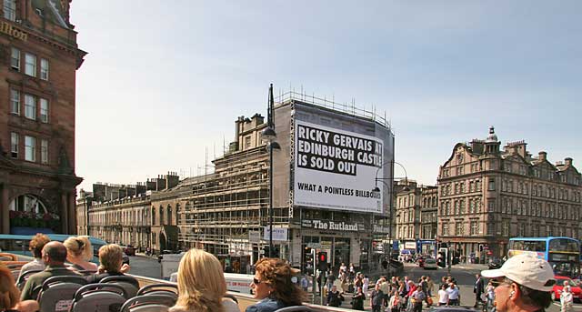 Open-top Bus Tour approaching the West End of Princes Street during the Edinburgh Festival  -  August 2007