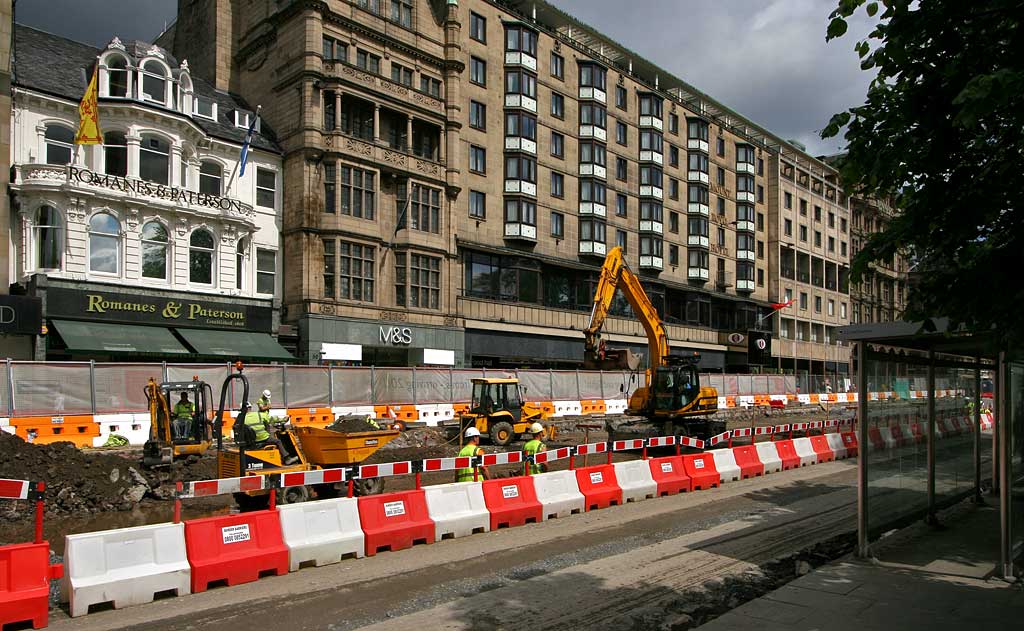 Preparing Princes Street for the arrival of trams in 2011