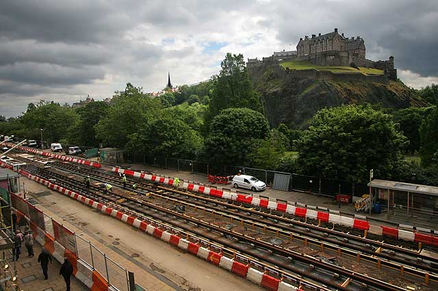 Preparing Princes Street for the arrival of trams in 2011