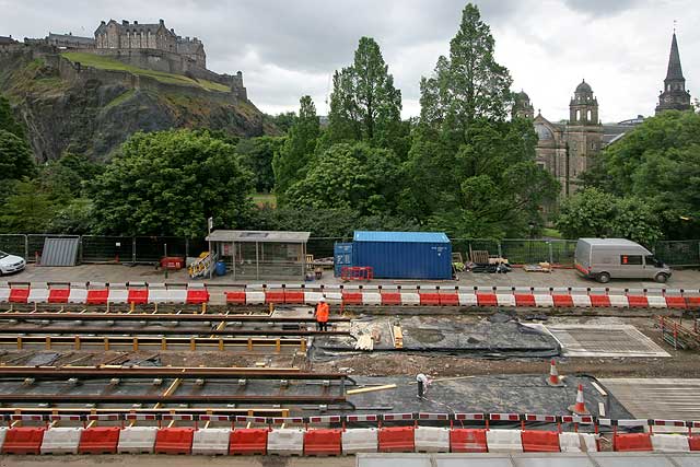 Preparing Princes Street for the arrival of trams in 2011