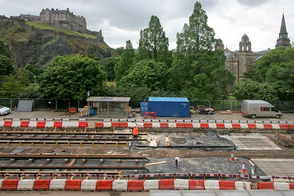 Preparing Princes Street for the arrival of trams in 2011