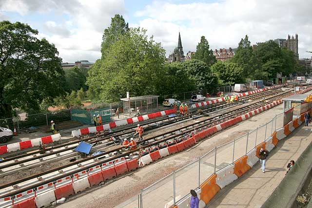 Preparing Princes Street for the arrival of trams in 2011