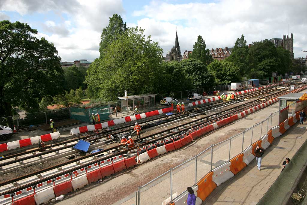 Preparing Princes Street for the arrival of trams in 2011