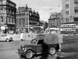 Traffic in Central Edinburgh while the tram lines were being lifted in 1955  -  West End