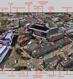 Aerial View of St James Square  -   looking to the south  -  Google Image published 2012  -  with key