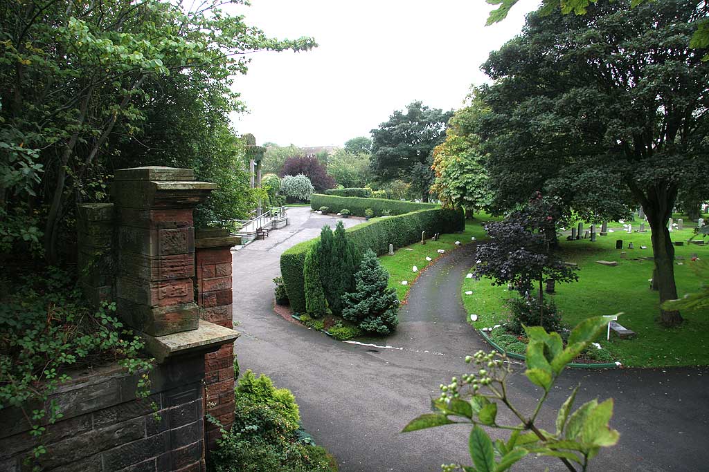 Looking down into Seafield Cemetery from one of the railway bridges at the entrance to the cemetery