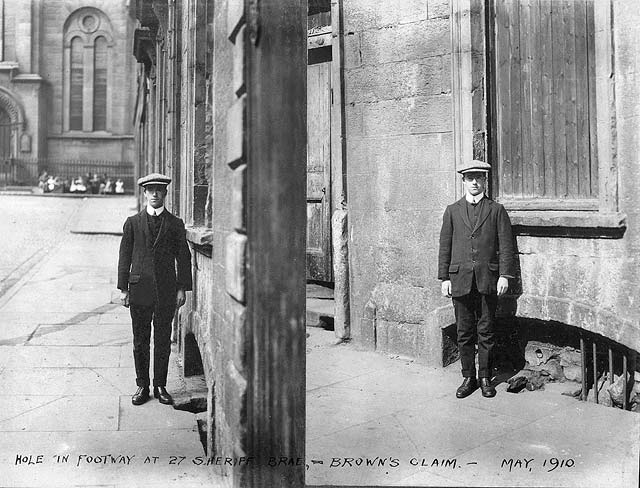 27 Sheriff Brae, Leith,hole in footway - 1910