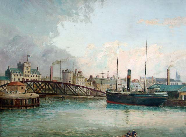 The Shore, the Swing Bridge and the Water of Leith, near the entrance to Leith Docks