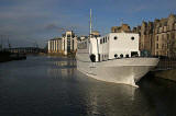 The cruise liner, Ocan Mist, moored on the Water of Leith at The Shore, Leith  -  November 2005