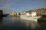 The cruise liner, Ocan Mist, moored on the Water of Leith at The Shore, Leith  -  November 2005