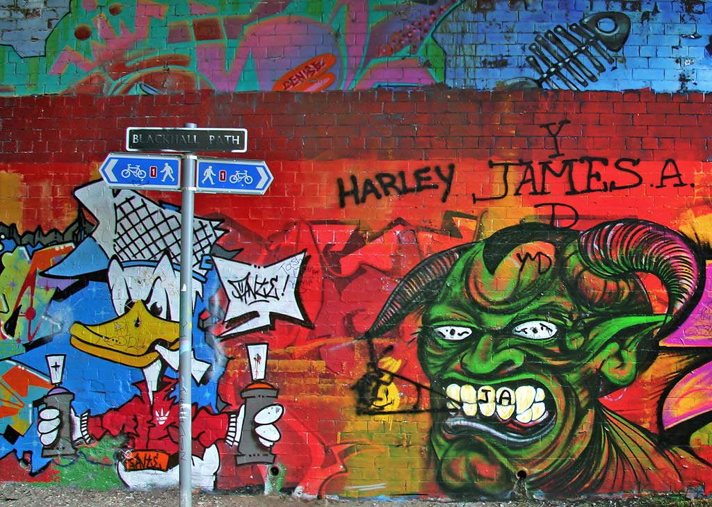 Graffiti on the  Bridge taking Blackhall Cycle Path under Telford Road  - July 2006
