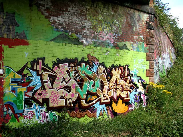 Graffiti on the  Bridge taking Blackhall Cycle Path under Telford Road  - July 2006