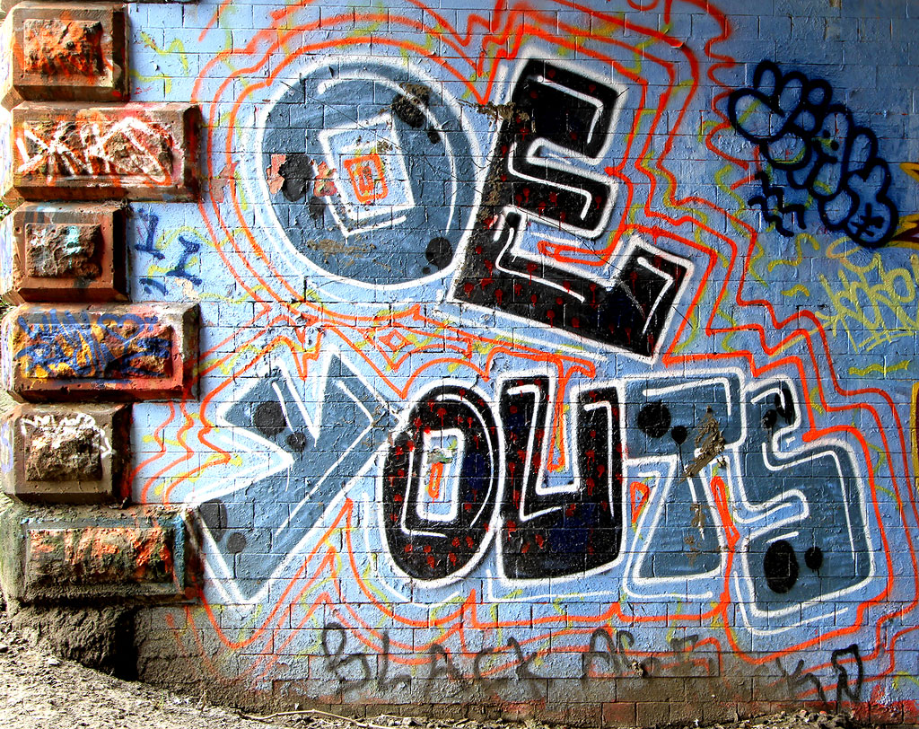 Graffiti on the  Bridge taking Blackhall Cycle Path under Telford Road  - March 2012