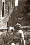 Mike and Marjory Sweeney outside the back of No.6 Upper Viewcraig Row