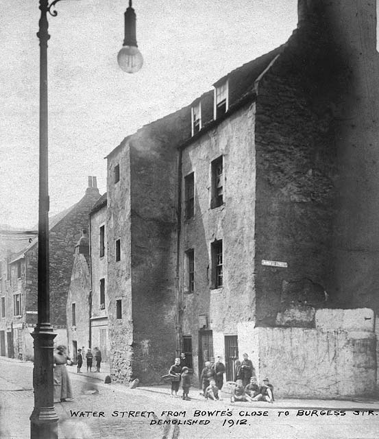 Water Street, between Bowie's Close and Burgess Street, Leith  -  Demolished 1912