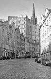 Looking up West Bow towards Victoria Street from the east end of the Grassmarket  -  December 2007