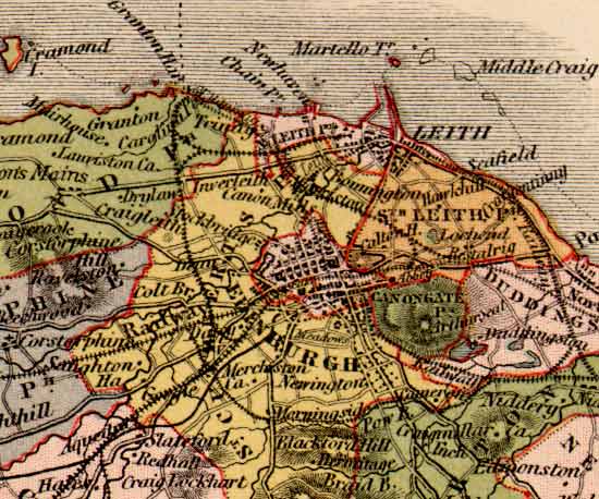 Map of Edinburghshire  -  Cramond to Portobello