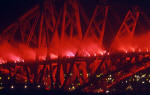 The Forth Rail Bridge, floodlit with fireworks  for the Centenary Celebrations in 1990