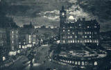 Valentine's Postcard  -  Moonlight Series  -  The East End of Princes Street and the North British Hotel  -  black + white