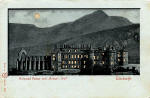 Postcard published by WH, Berlin, with many small cut-out windows and moon, showing the effect when held up to the light   -  Holyrood Palace and Arthur's Seat