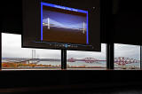 The two existing bridges across the Firth of Forth at Queensferry and (on the screen) an artist's impression of the third bridge there, 'The Queensferry Crossing', due to open in 2016.)