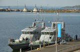 Royal Navy Archer Class Patrol & Training V essels moored beside Britannia at Leith Western Harbour