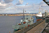Tugs, Sulisker (ScottishFisheries Protection Vessel) and Royal Yacht Britannia at Leith Western Harbour  -  September 2005
