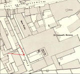 Map showing the location of one of the photos of St Loenard's district taken in the 1920s